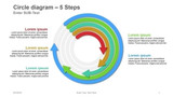 Circle diagram - 5 Steps - arrows in circles on top of each other