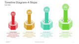 Timeline Diagram-4 Steps with 3d Hexagon