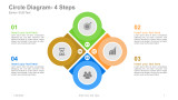 Circle Diagram-4 Steps Rhombus with overlapping circle icons