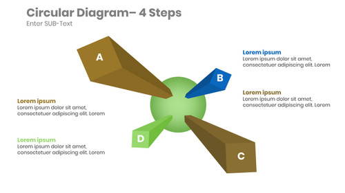 Circle Diagram Circle with 4 Cuboid standing on it