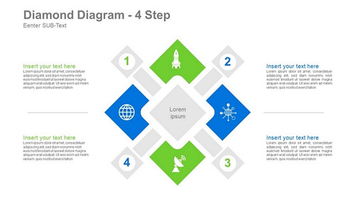 Diamond Diagram- 4 Steps -Ludo like design