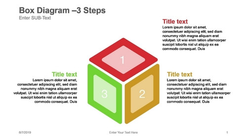 Box Diagram - 3 Steps - Cube with numbers 1 2 3 on sides