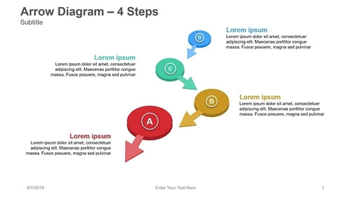 Arrow Diagram- 4 Steps - Coins with arrow ends