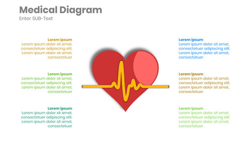 Medical Diagram - Heart with top shadow - 6 Steps