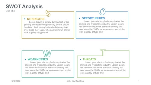 SWOT Analysis Rectangle alphabet stencil cut differently