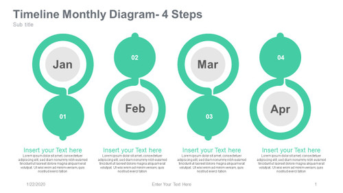 Timeline Monthly Diagram - Circles - Alternating design - 4 Steps