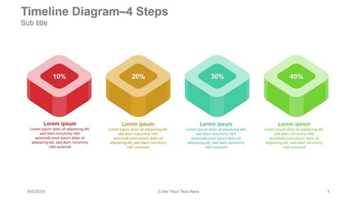 Timeline Diagram - 4 Steps Rhombus with percentage