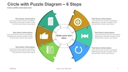 Circle with Puzzle Diagram - 6 Steps 2 circles wiht signal inside