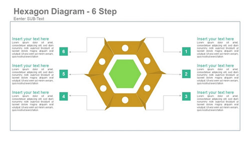 Hexagon Diagram- 6 Steps with Arrow Lings