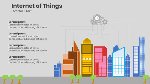 Internet of Things - 4 steps - Interlinked buildings and cloud