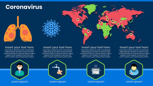 Coronavirus - Blue - 4 sections - Lungs Virus Map Icons