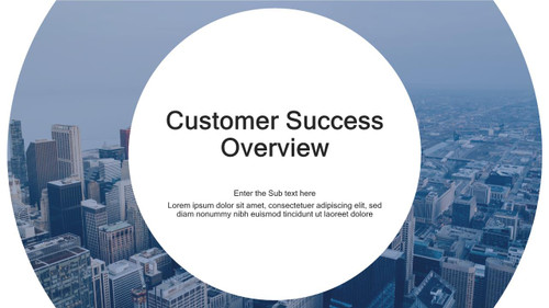 Header Designs - Customer Success Overview - Circular Design - City Top Morning Aerial View - Blue Tint