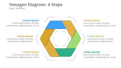 Hexagon Diagram- 6 Steps with 6 layers