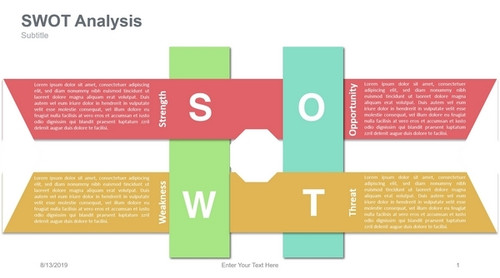 SWOT Analysis H shape look like paper pieces overlapped