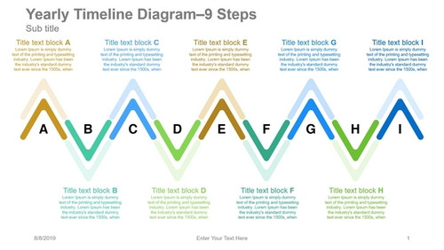 Yearly Timeline Diagram-9 Steps Arrow head up down