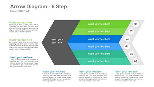 Arrow Diagram- 6 Steps - paper folded in the middle and opened