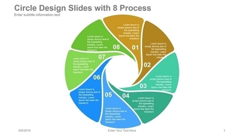 Circle Diagram - 8 Steps Text on ring made of 8 pieces