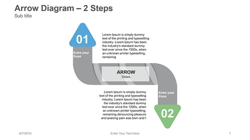 Arrow Diagram - Double Sided Arrow pointing Top and Bottom - 2 Steps
