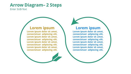 Arrow Diagram - Text in circles formed by arrow winding - 2 Steps