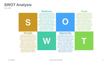 SWOT Analysis rectangular shape square writings alphabet