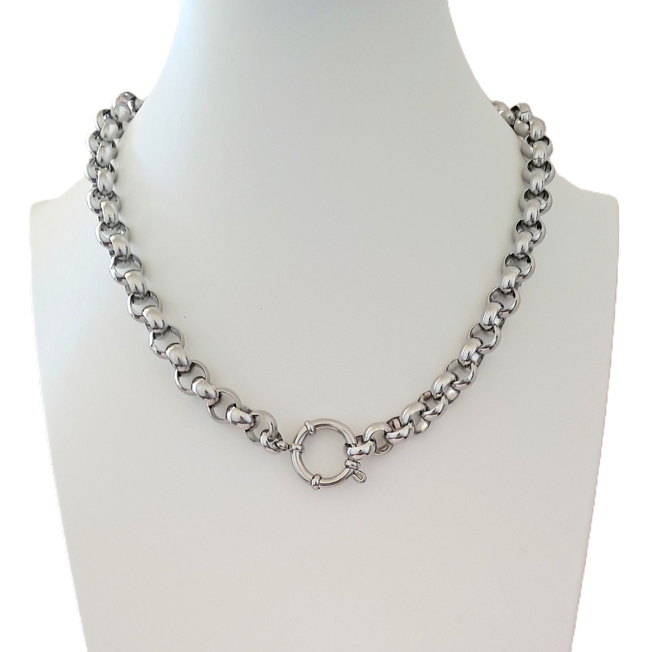 Rolo Necklace Belcher Chain Womens Chunky Heavy European Bolt Ring