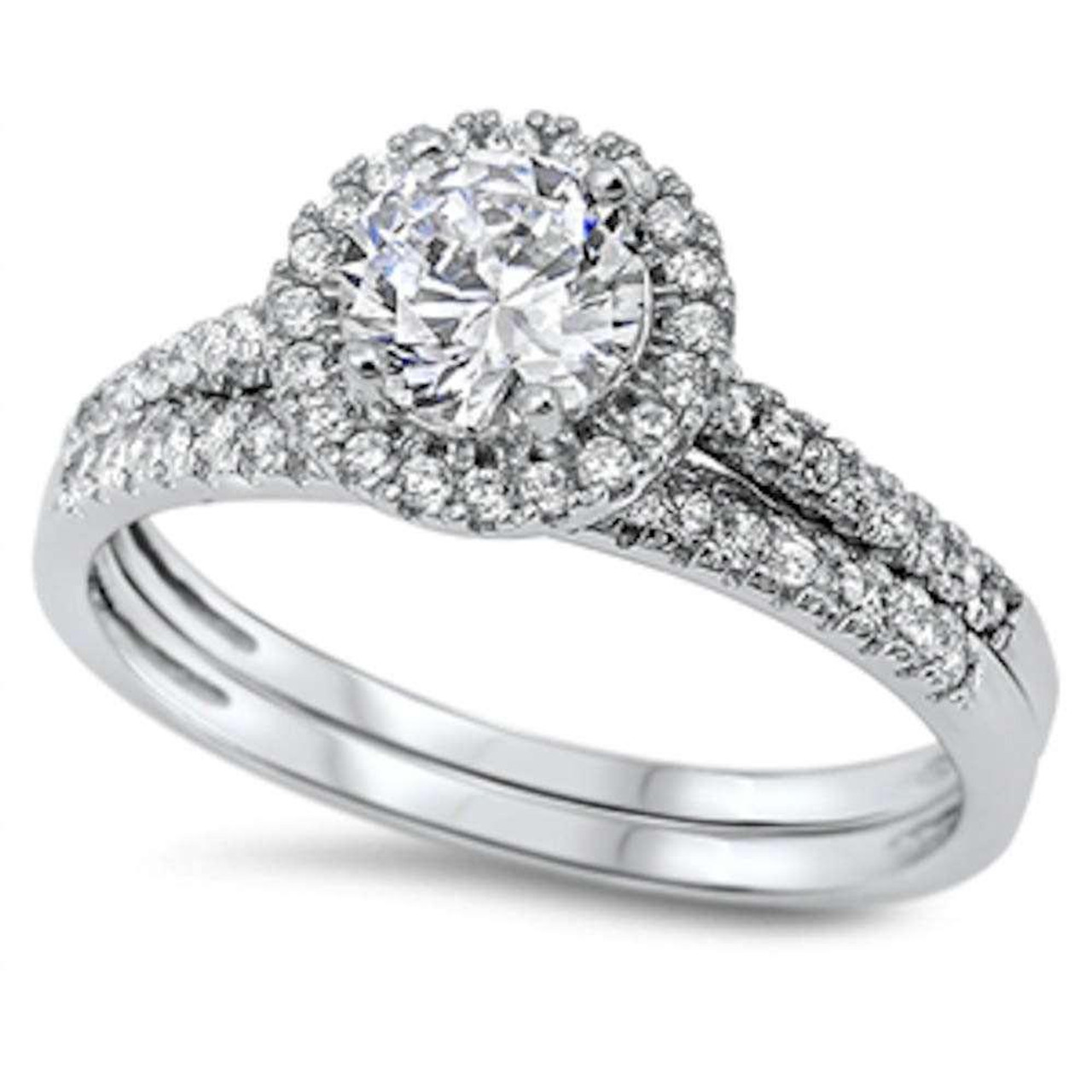 Sterling 925 Silver Bridal Wedding Engagement Ring Set 1.5 Ct Princess -  diamondiiz.com