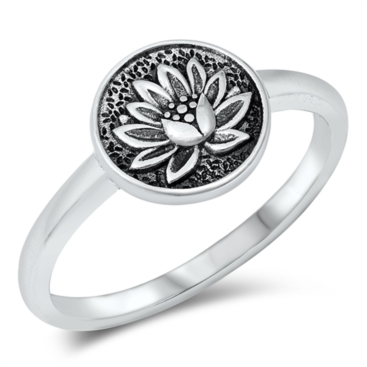 Silver Lotus and Leaf Ring