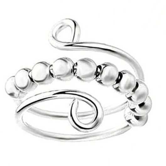 Beaded Anxiety Spinner Ring Silver 316 Steel Shendell's Ladies