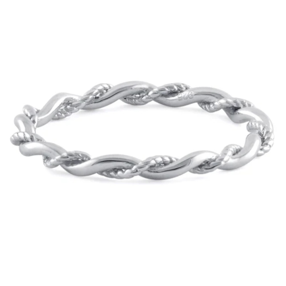 Sterling Silver Twisted Rope Ring – Plus Size Stackable Band - Shendell ...