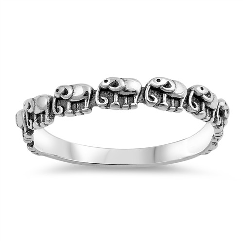 STERLING SILVER 925 Boho Elephant Stackable Ring