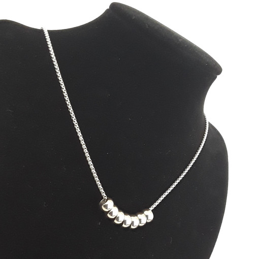 Custom Made Length 7 Bead Circle Rings Necklace Chain Silver 316 Stainless Steel 