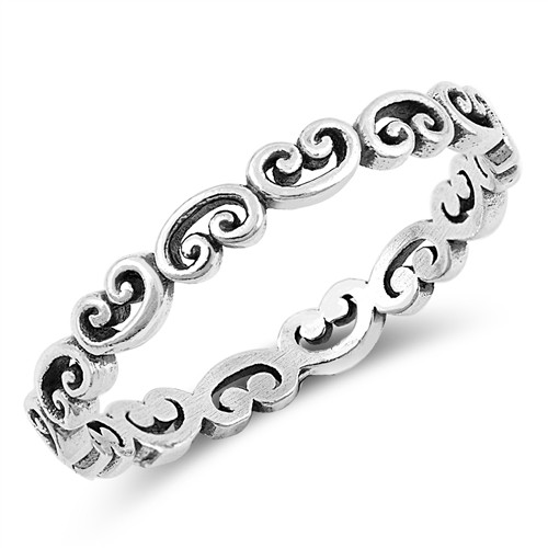 STERLING SILVER 925 Boho Scroll Stackable Ring Band