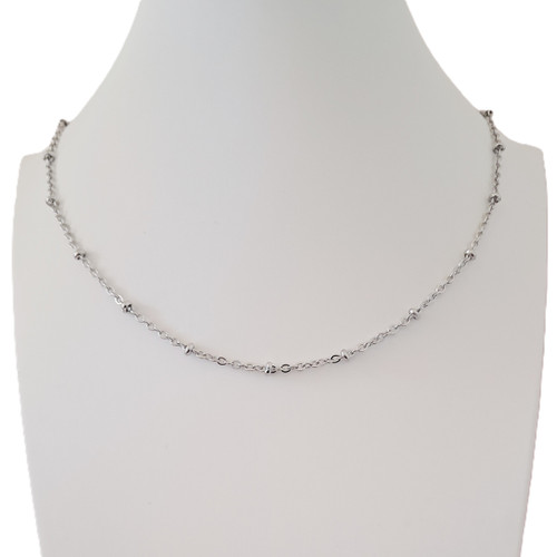Custom Length Silver Stainless Steel Bobble Chain Necklace