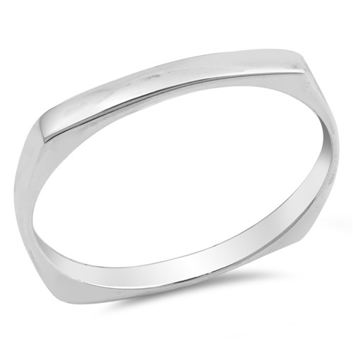 Sterling Silver Minimalist Square Edge Band Ring 