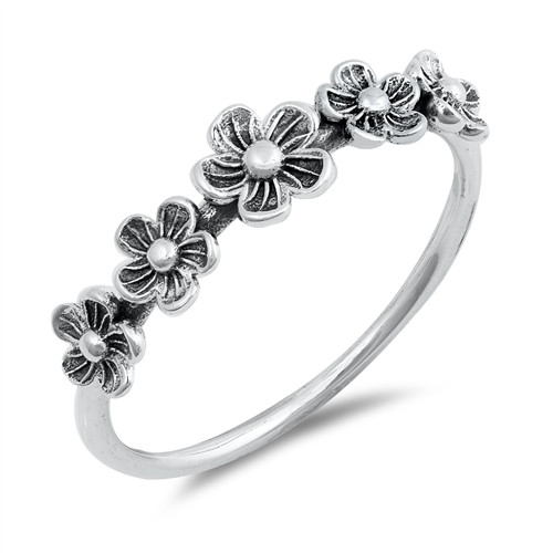 Sterling Silver Five Petal Flower Ring