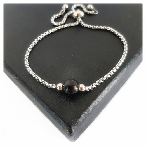 Black Bead Expandable Slider Bracelet