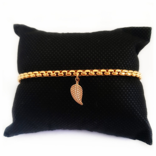 Custom Made Length Belcher leaf Bracelet or Anklet - Gold Plated on Stainless Steel