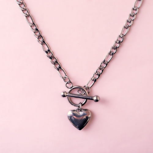 OT Love Heart Pendant Necklace - Silver Hypoallergenic Steel OT Love Heart Pendant Necklace - Silver Hypoallergenic Steel