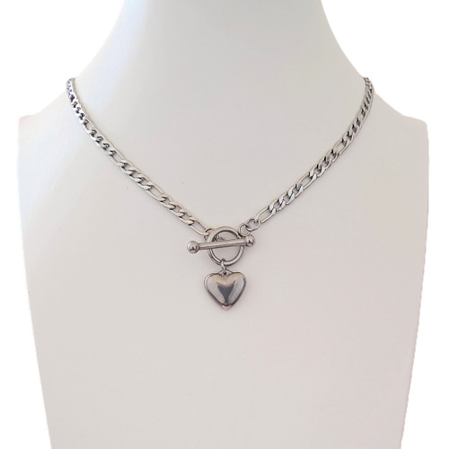 Silver Love heart OT necklace - Custom length