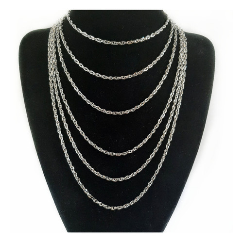 Made to Measure Singapore Rope Twist Chain- Long or Short - Silver Stainless Steel Made to Measure Singapore Rope Twist Chain- Long or Short - Silver Stainless Steel
