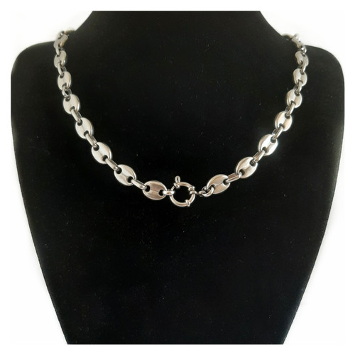 Coffee Bean link chain with European Bolt Ring Spring Clasp