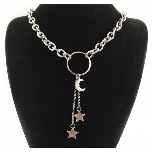 Moon and Star Celestial Statement Cable Chain necklace - Handmade to measure