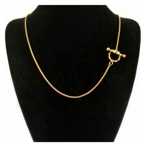 Gold On Steel Dainty Twisted OT Toggle and T Bar Necklace - Custom Length Chain