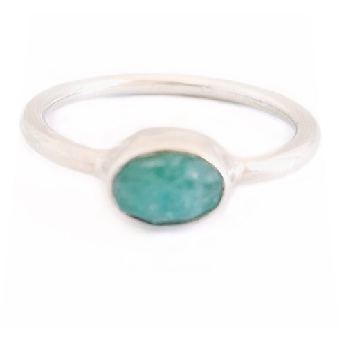 Natural Amazonite Plus Size Ring