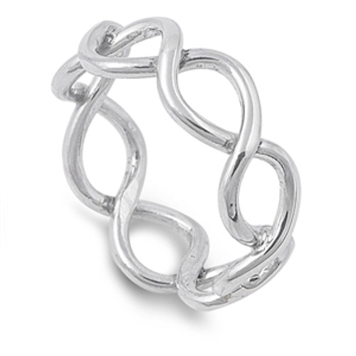 Sterling Silver Wide Weave Band Twist Ring