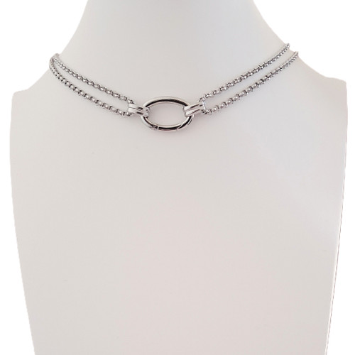 Custom Length Silver Stainless Steel Double Belcher Choker