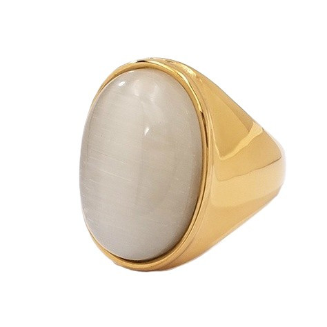 Gold Plated Chunky White Dome Statement Ring