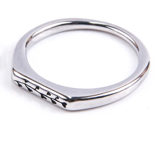 Slim Rectangle Willow Branch Ring - Silver Stainless Steel
