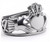 Silver Stainless Steel Celtic Irish Claddagh Heart Wide Ring