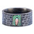 Paua Abalone Oxidised Stainless Steel Wide Band Ring 